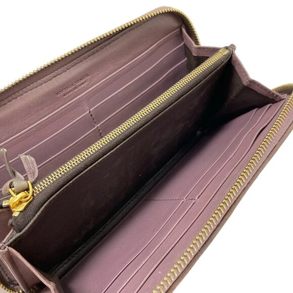 Auth BOTTEGA VENETA Zip Around Wallet, Intrecciato 114076 Light Purple Leather - Picture 12 of 13